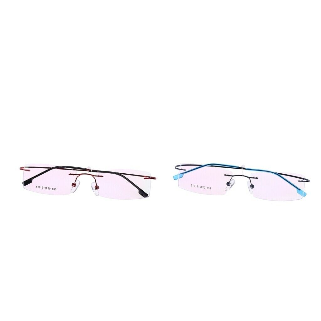 2 Pairs Metal Eyewear Half Rim Spectacles Rimless Reading Glasses Frameless