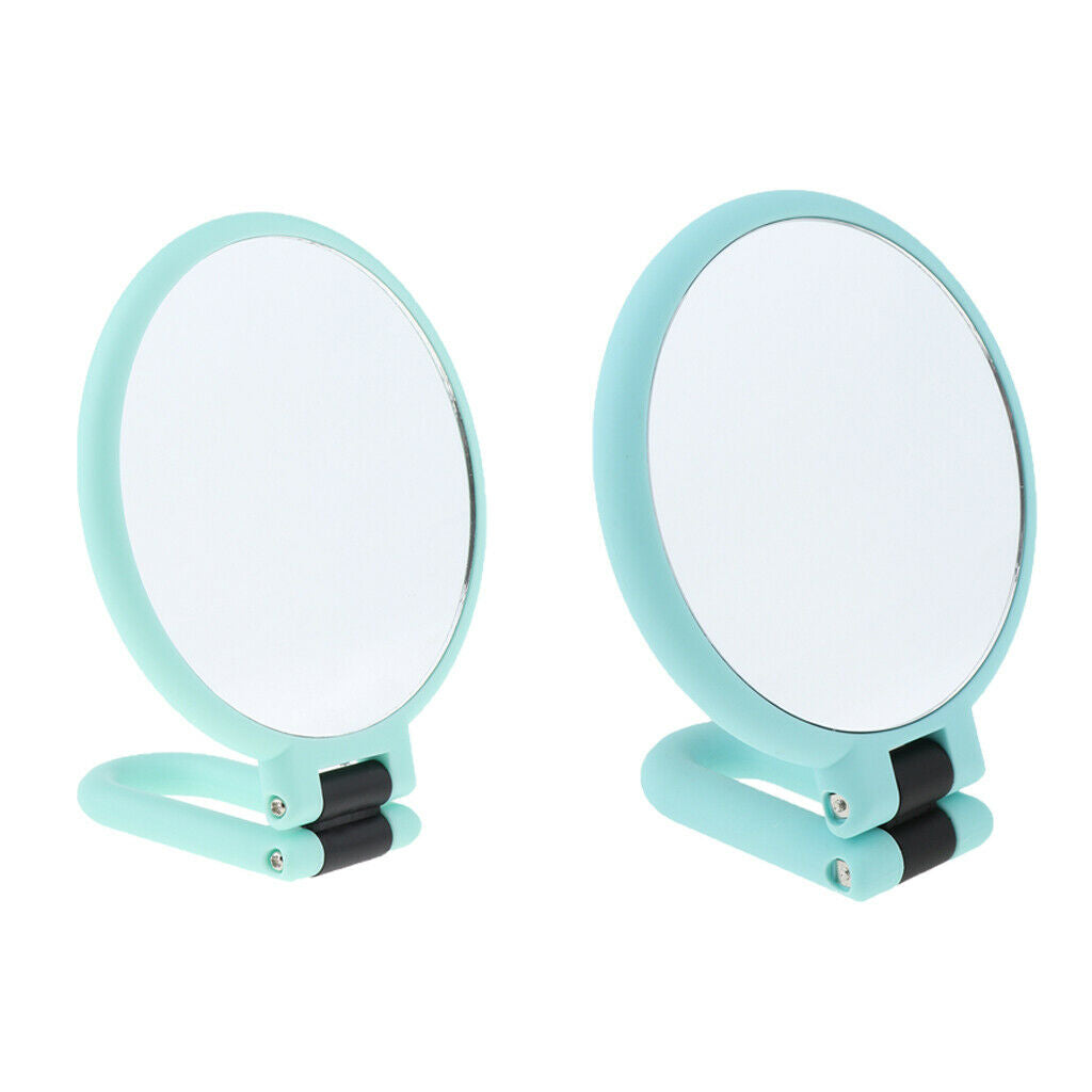 2PC Double Sided Folding Handheld Mirror - 3X/15X Magnification Travel Makeup
