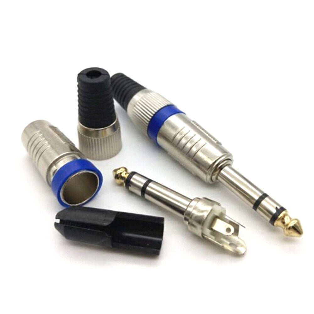 5PCS Stereo Welding Head Microphone Plug Two-Channel Ring Mixer Connector 6.35mm