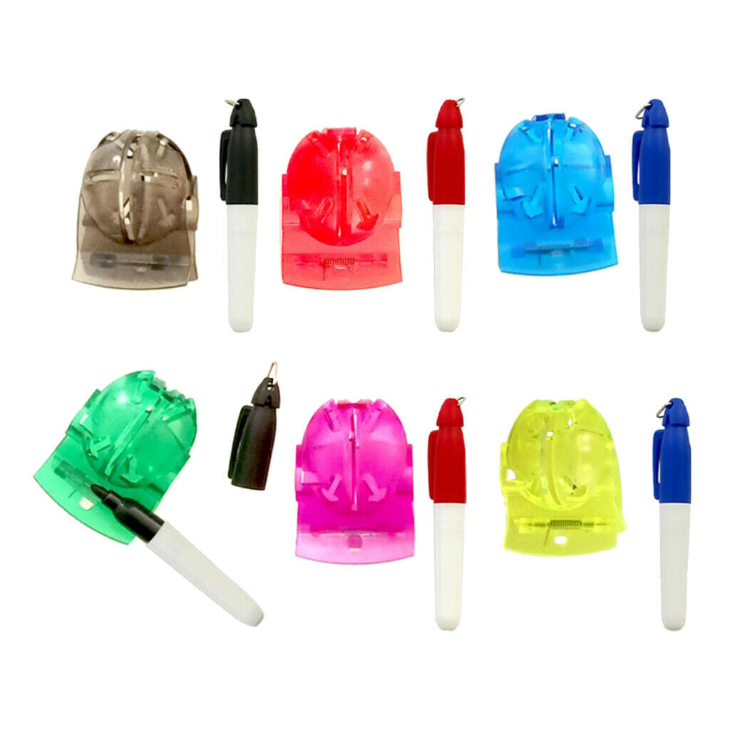 6 Packs Tongs Golf Ball Line Marker Alignment Pens Drawing Tool Accessories