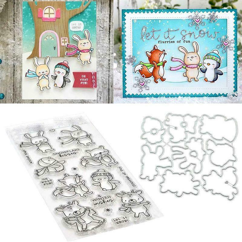 Rabbit Penguin Cutting Dies Clear Stamp for DIY Scrapbooking PaperCard Embossing
