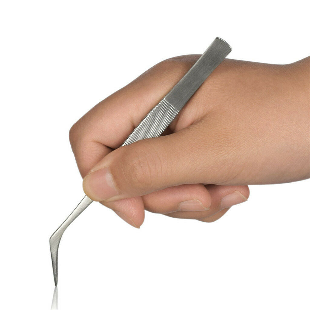 Steel Eyelash Extension Tweezer Curved Pincet Vetus Make-up Tools Sliver
