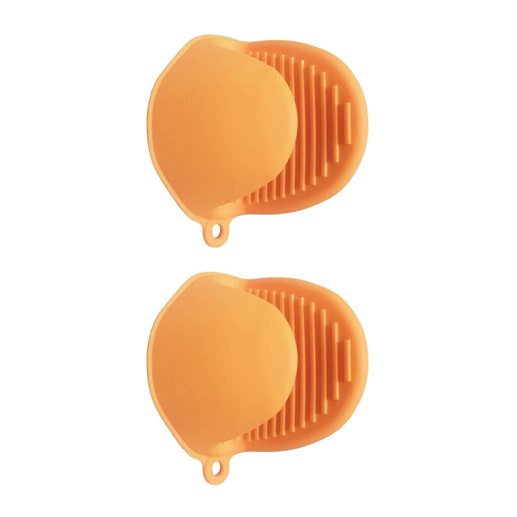 Yellow & Orange Silicone Gloves Oven Pot BBQ Baking Hand Clip Protector