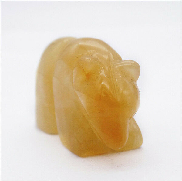 38x23x16mm Natural Yellow Jade Carved Bear Decoration Statue Home Decor HH7749