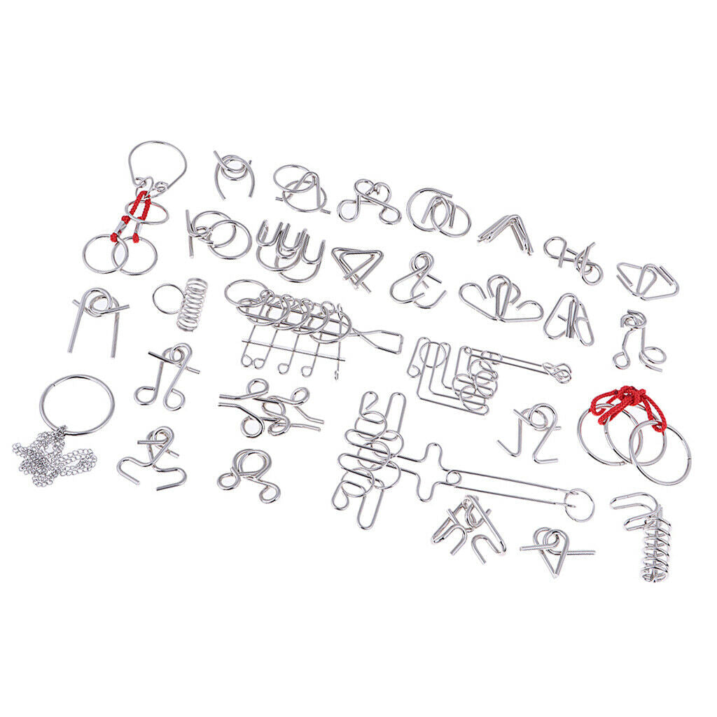 30x Metal Classic Ring Lock Puzzles Disentanglement Logical Development Toys