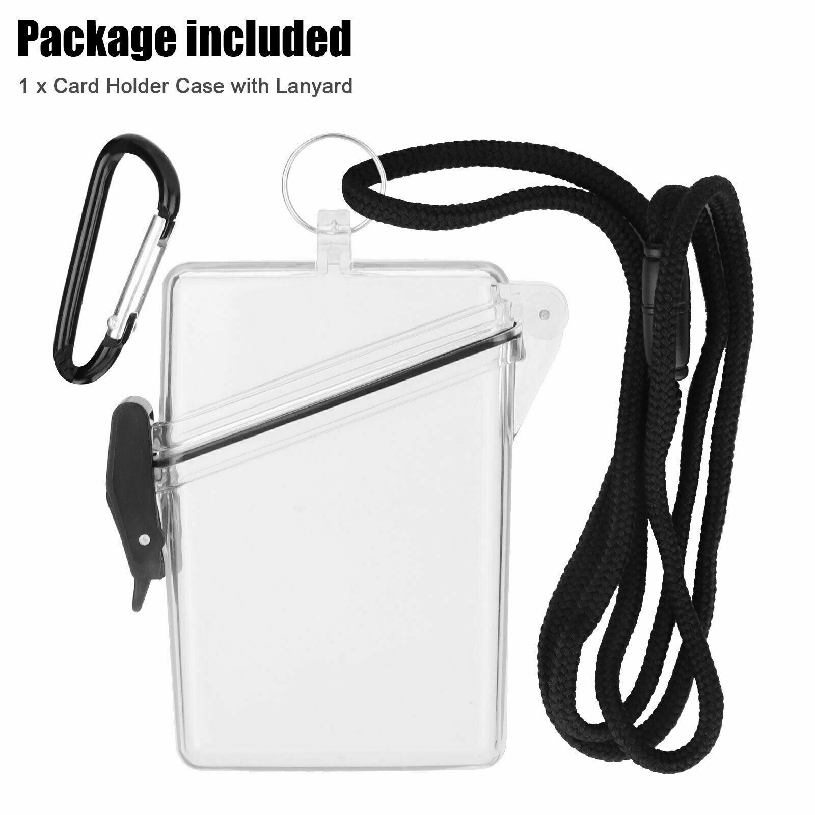 Portable Waterproof Sport Case Key Cash Work ID Card Holder Badge w/Lanyard+Clip