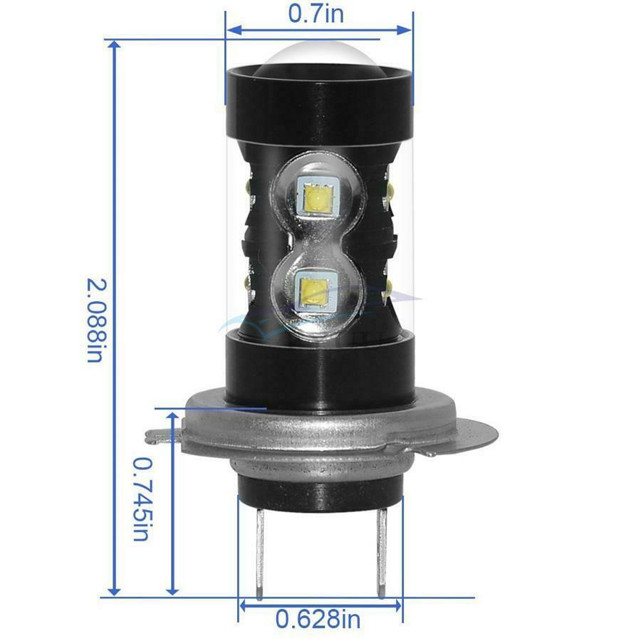 2 Pieces 50W 6000K White Aluminum Autocar Trim Fog Light LED Bulbs Replacement