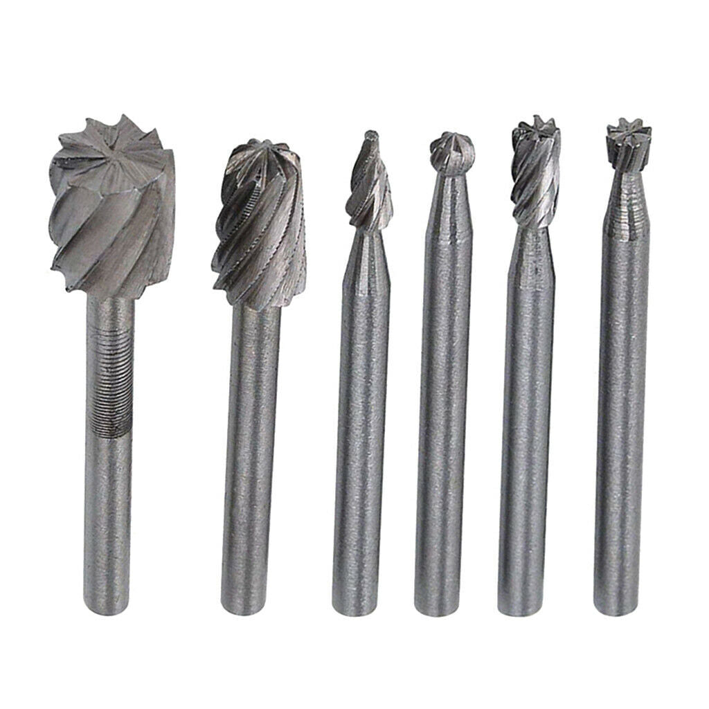 6pc Hss Rotary File Rasp 1/8" 3mm Engraving Bit Burr Wood Metal Grinding