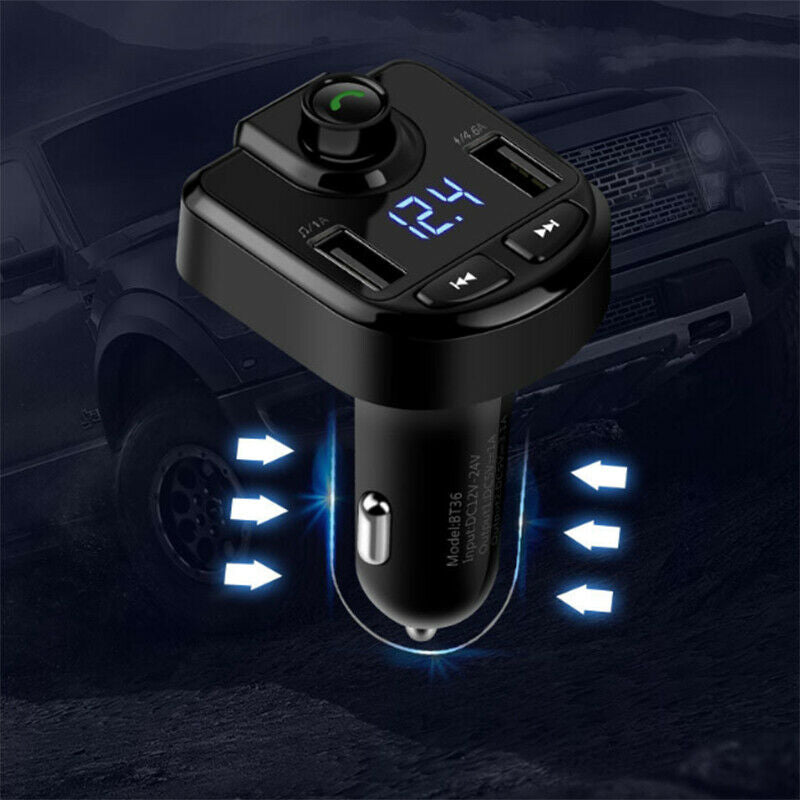 12V/24V Car Trucks Bluetooth Receiver MP3 Player Cigarette Lighter USB Charger