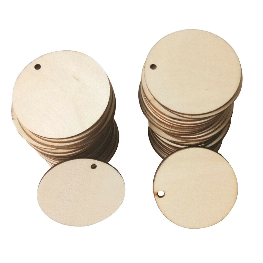 100pcs Round Wooden Pieces Unfinished Wood Shapes DIY Craft Wedding Party