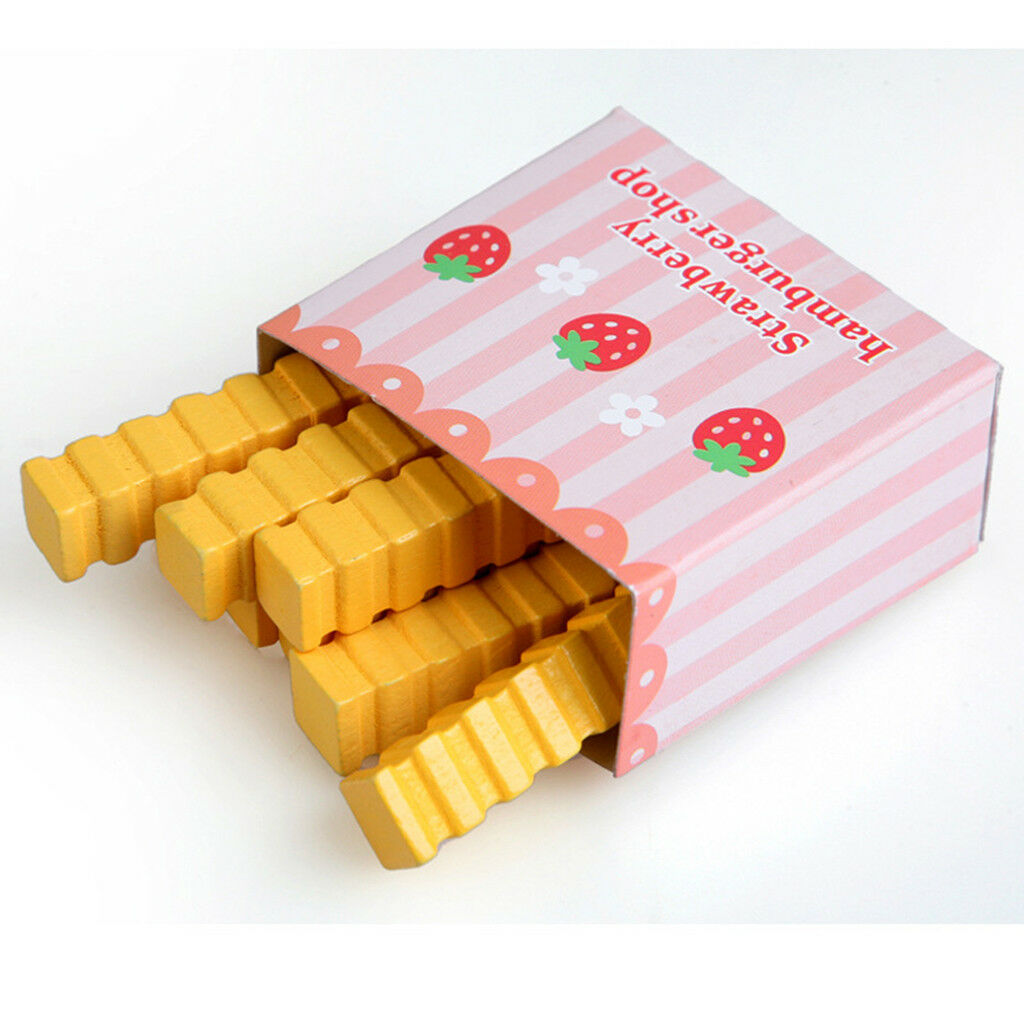 Kitchen Wooden Hamburger French Fries Food Toys Set for Kids Pretend Play