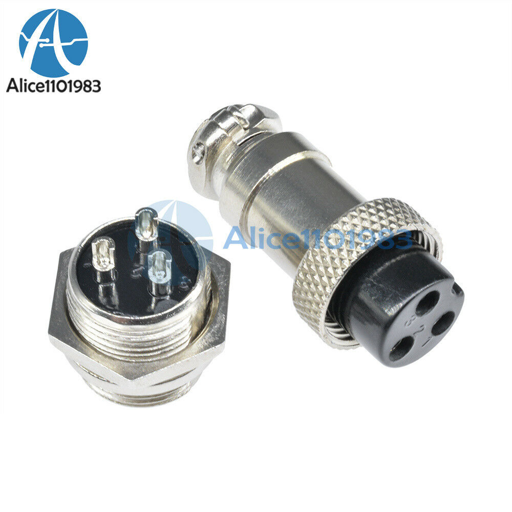 1Pair Aviation Plug 16mm GX16-3 3 Pin Male Female Panel Metal Wire Connector