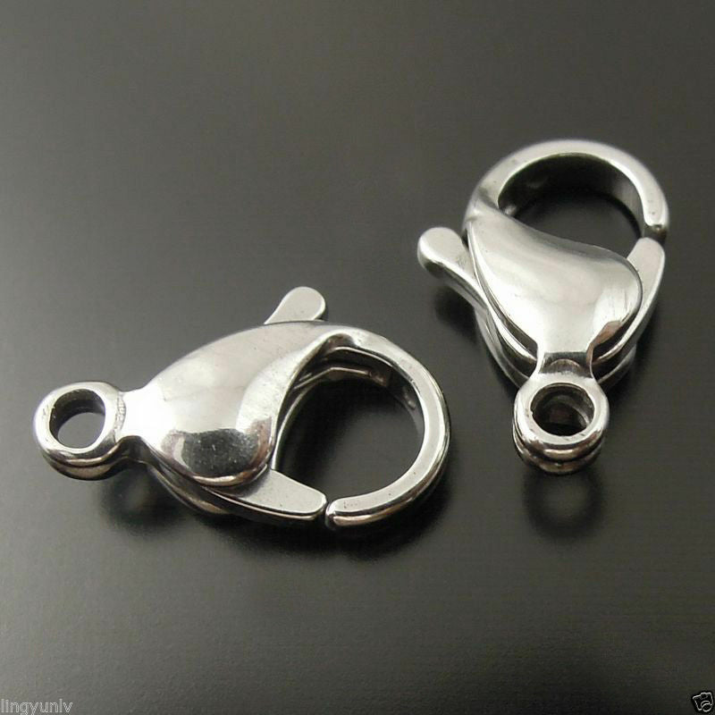 28 pcs Rhodium Plated Stainless Steel Lobster Clasps Jewelry Findings 10*6*3mm