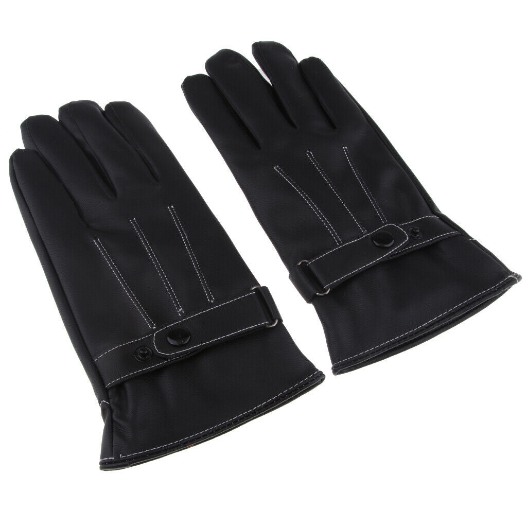Motorcycle Riding PU Leather Full Finger Warmer Touch Screen Gloves