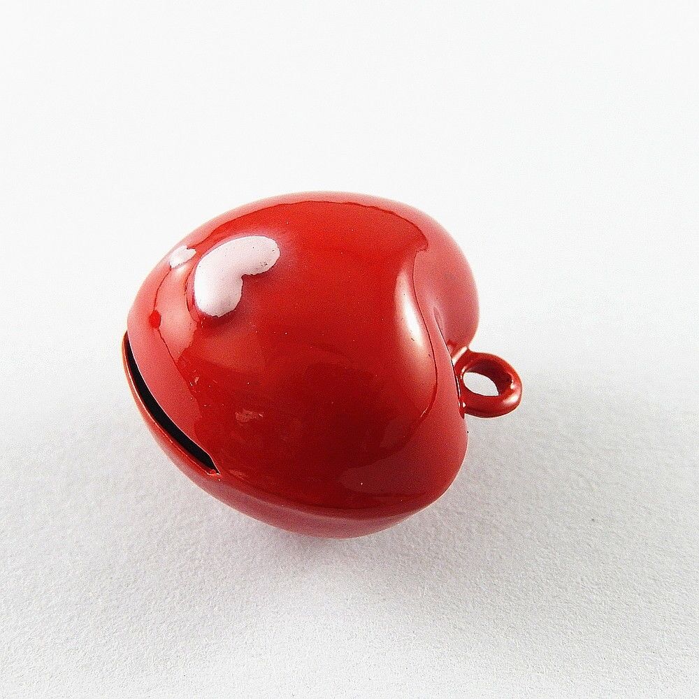 10 pcs Brass Made Red Love Heart Jingle Bell Pendant Jewelry Craft Findings