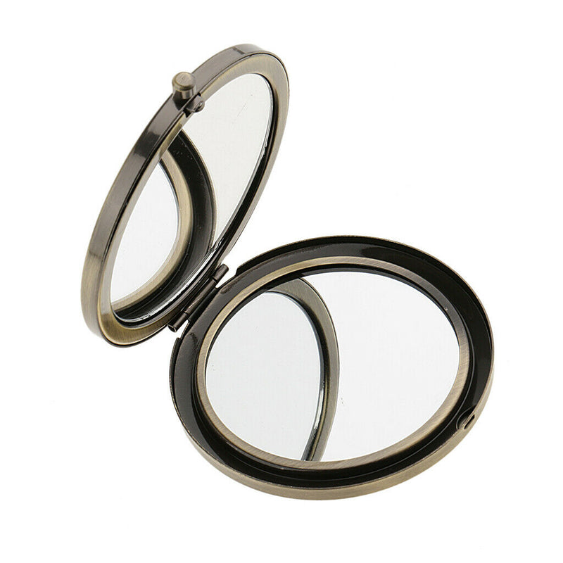 1pc Travel Premium Folding Pocket Compact Makeup Mirror Two-Sided Coppery