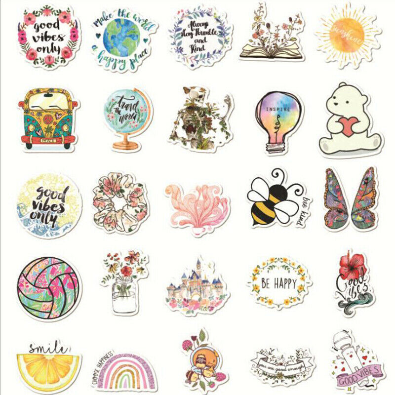 50Pcs Cartoon Stickers Waterproof Laptop Skateboard Luggage Guitar Decalsj Kt