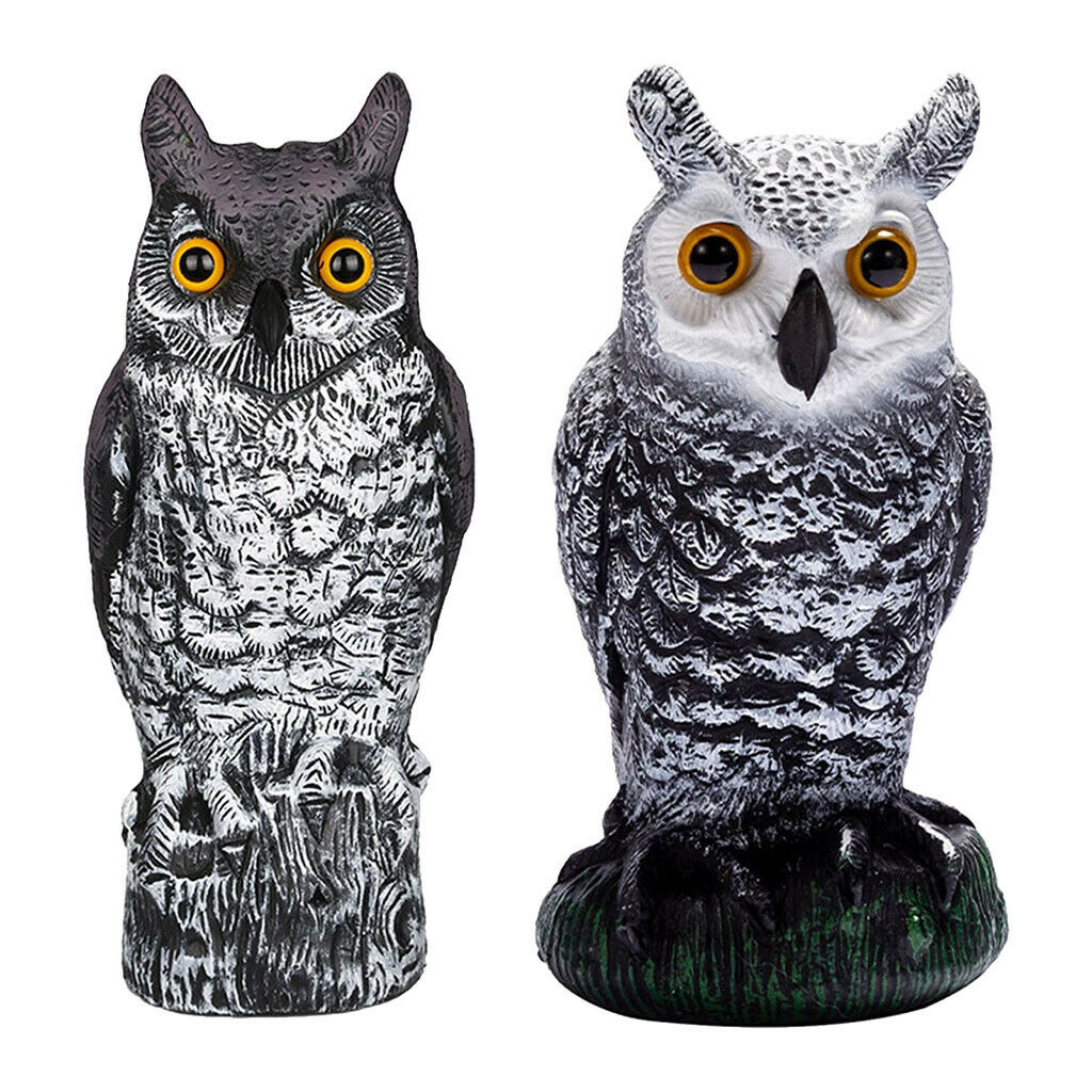 2Pcs Horned Owl Scarecrow Decoy Squirrels Bird Deterrents Garden Protector