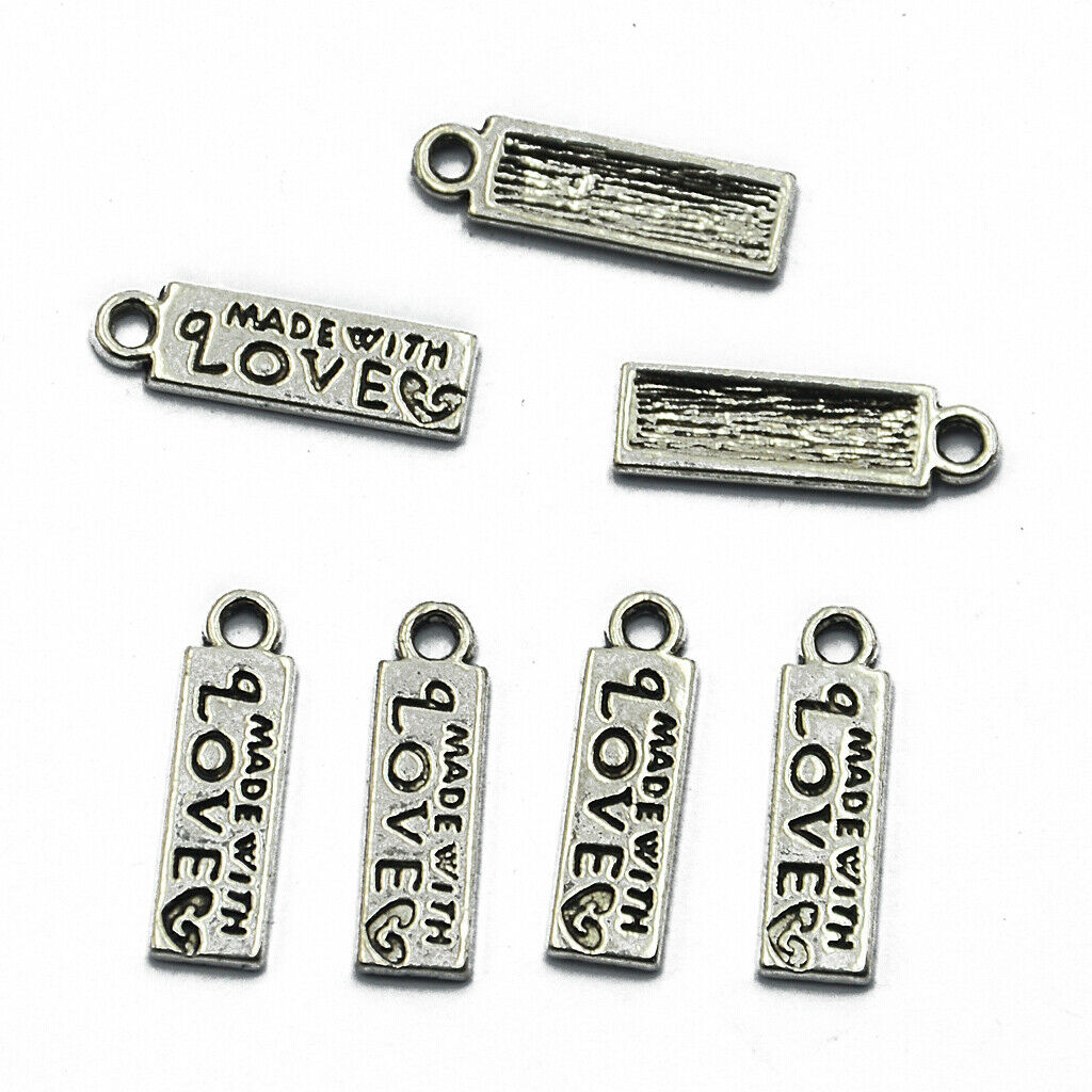 Pack of 50 Made with Love Lettering Charm Pendant for Necklace Findings