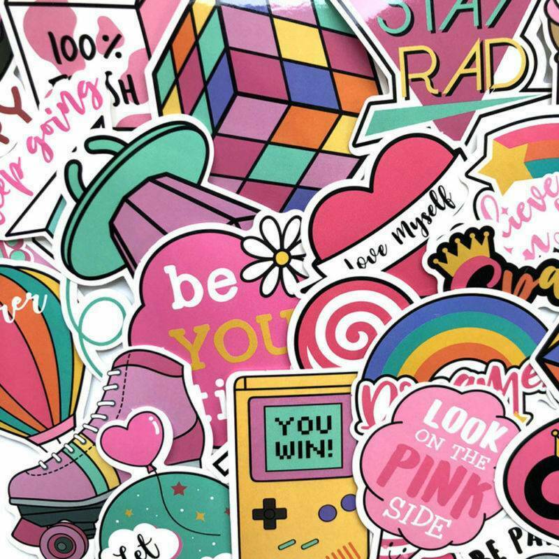 60Pcs/lot Anime Cute Pink Stickers Decals Skateboard Car Laptop Luggage Vinyls