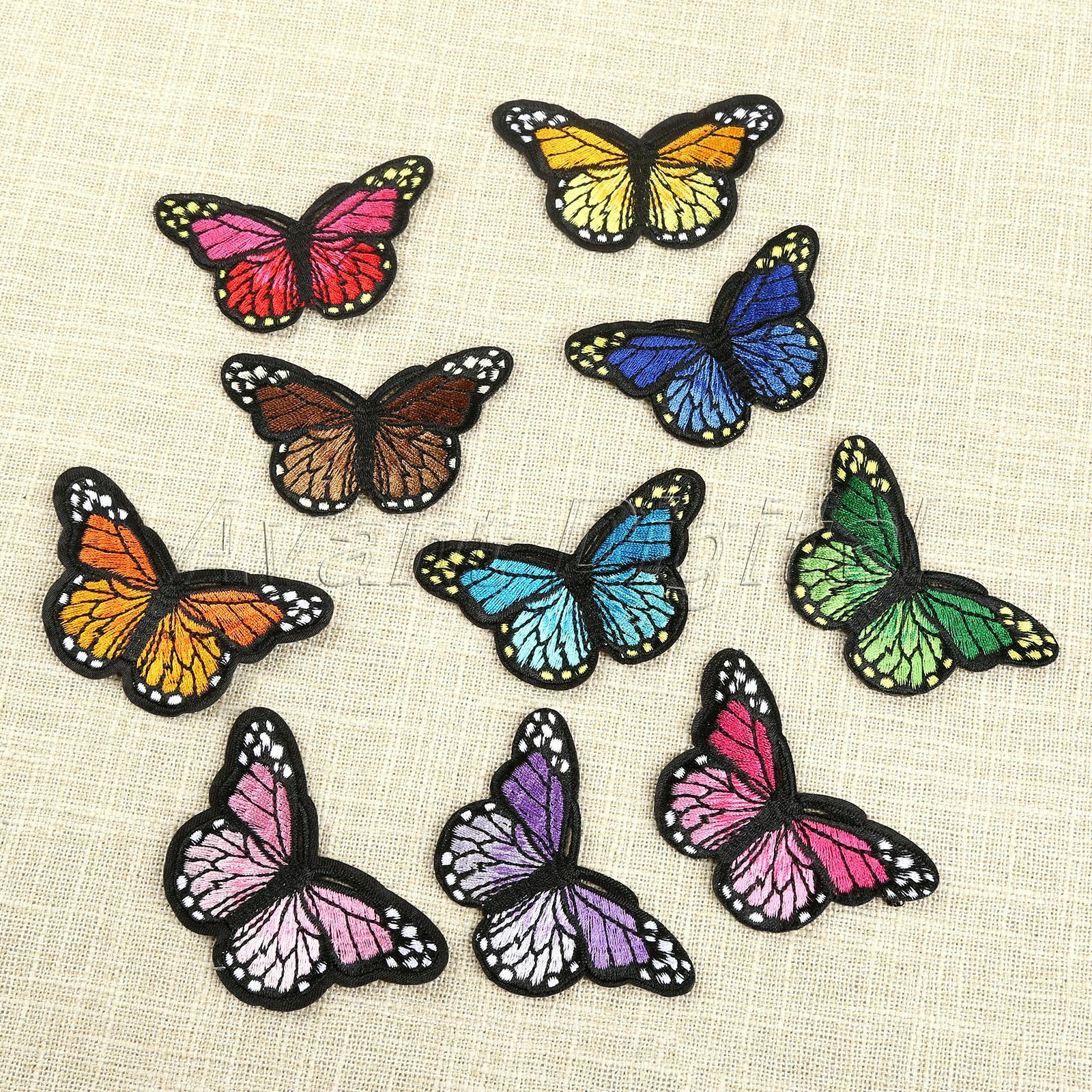 10Pcs Embroidered Butterfly Sewing Iron On Patches Appliques Badge For Clothes