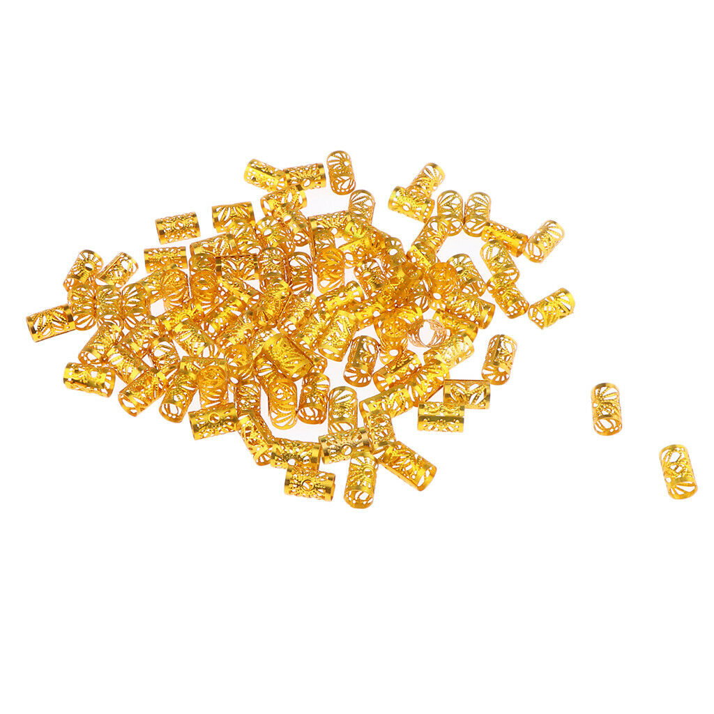 100pcs Aluminum Dreadlock Beads For DIY Hairstyle Braid Ponytail Golden