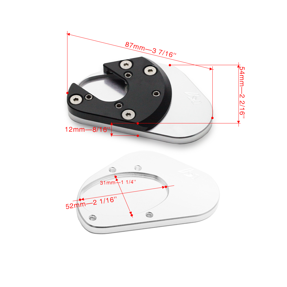 For Kawasaki Z1000/Z800/Z300/Z250 CNC Kickstand Side Stand Extension Plate Pad