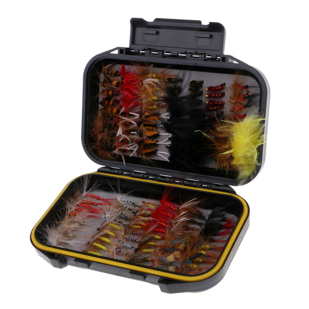 100pcs/lot Dry Wet Streamer Trout Fishing Flies Assortment with Tackle Box