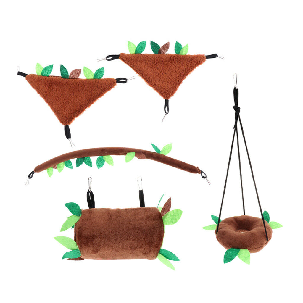 5 pcs Small Animals Hamster Bird Hammock Swing Tunnel Cage Hanging Toys