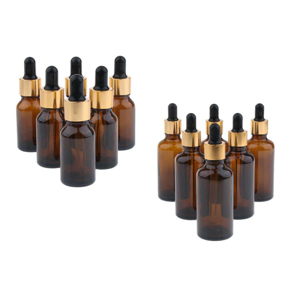 Pack of 12, Refillable Dropper Bottles Container, Glass Essential Oil Vials