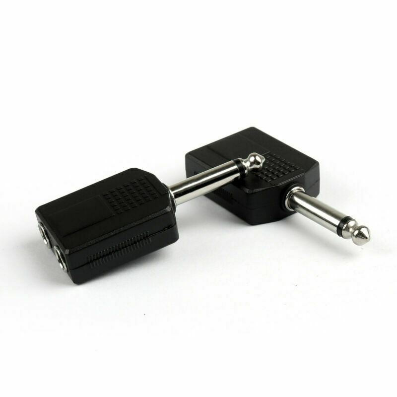 10Pcs 1/4" 6.35mm Mono Adapter to 2-Way 6.35mm Mono Jack Headphone Y Splitter SP