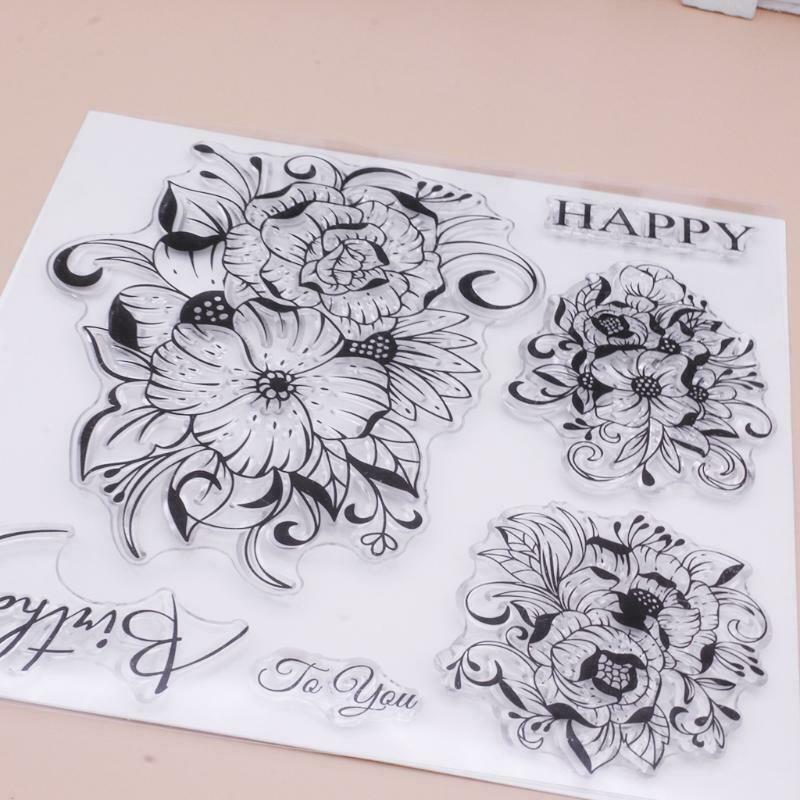 Flower Group Silicone Clear Seal Stamp DIY Scrapbooking Embossing Photo Album