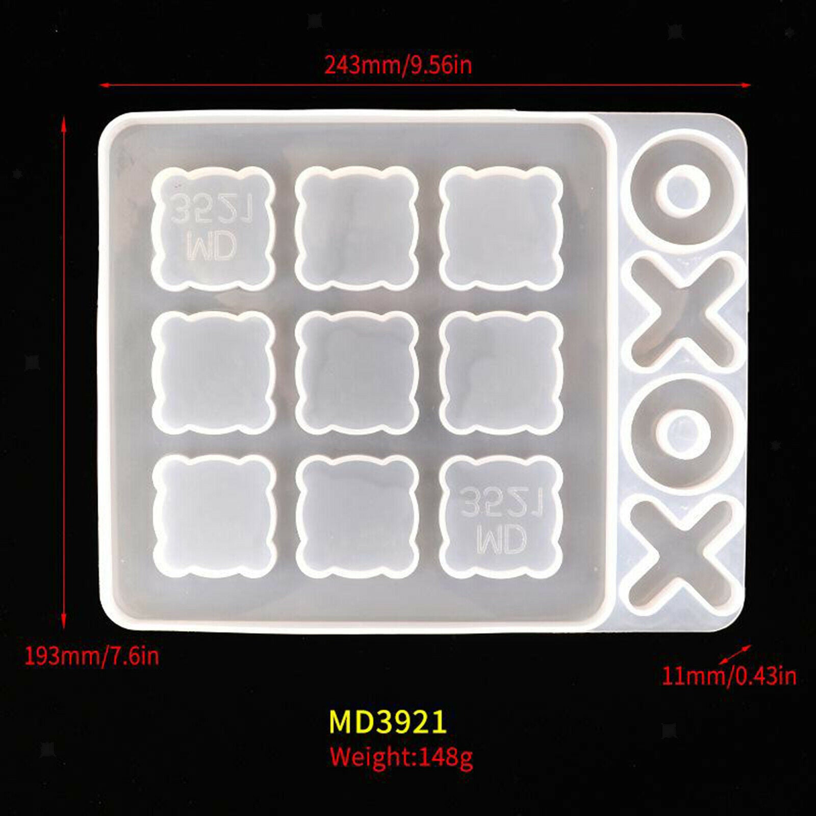 Tic-Tac-Toe Game Board Silicone Mold Crystal Mould 243x193x11mm Eco-Friendlys