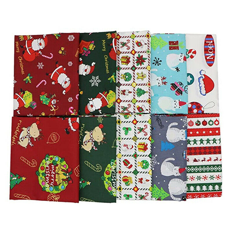 6pcs/Lot Christmas  Printed Twill Cotton Fabric Patchwork Cloth Sewing Ma.l8