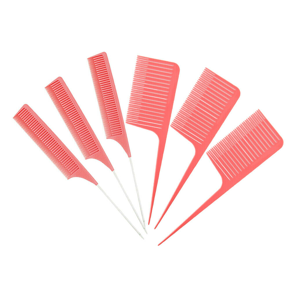 6Pcs Professional Fine&Wide Weave Highlight Foiling Hair Combs Dyeing Comb