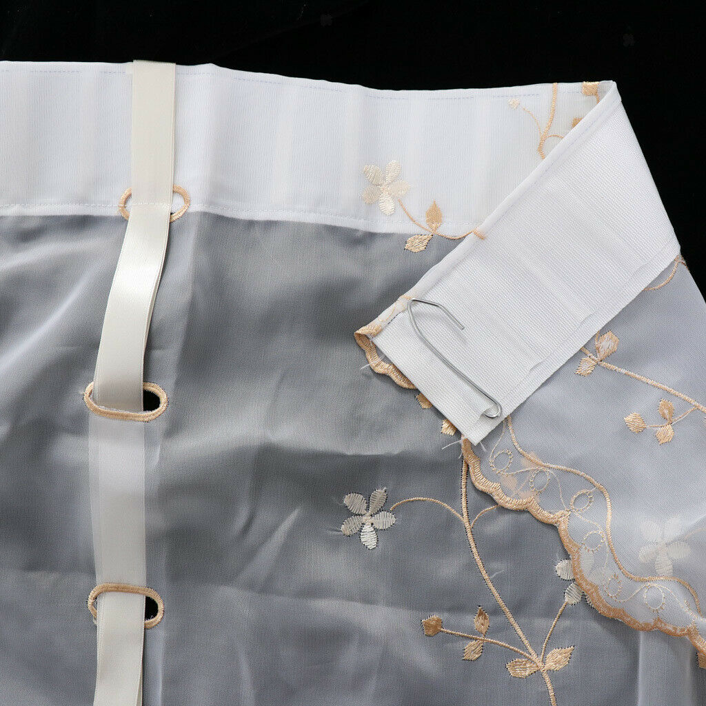 Pastoral Tulle Window Roman Curtain Embroidered Sheer for Home 0.8x2m