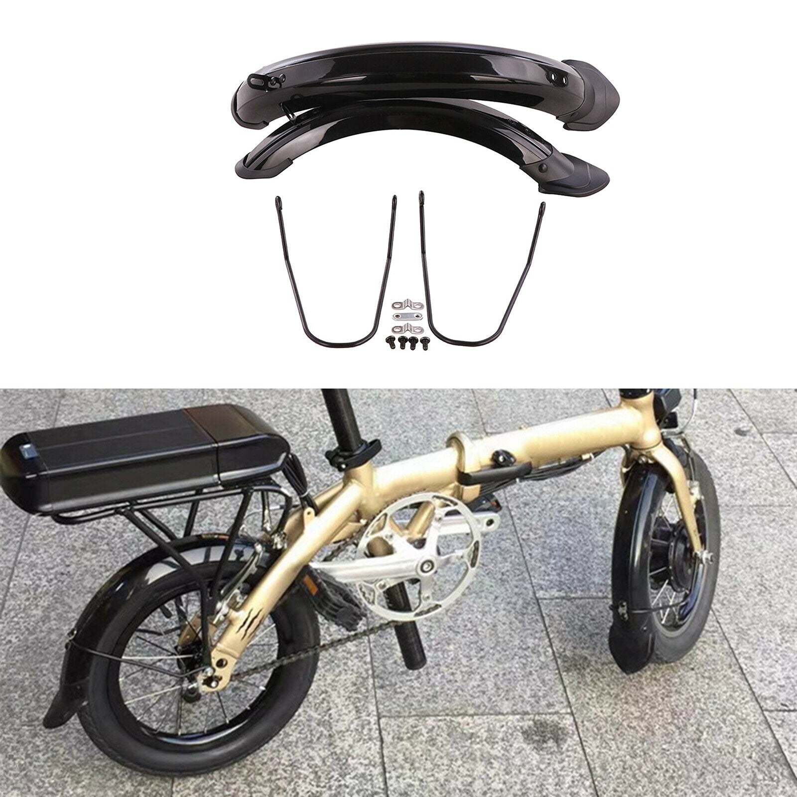 12in 14 in Folding Bike Mudguard Set Bicycle Front Rear Wheel Mud Blocker