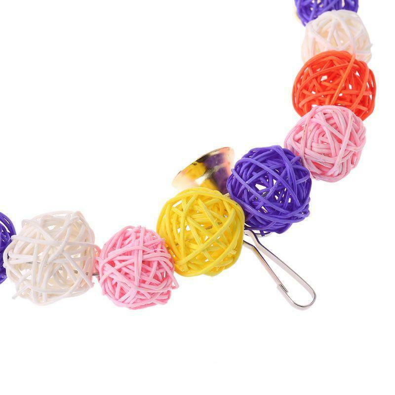 Bird Parrot Chew Toys Bite Rattan Teeth Grinding Ball Bell Attractive Parakeet