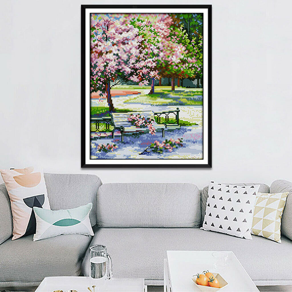 Stamped Embroidery Cross Stitch Kits Beginner Needlecrafts-Spring Scene 11CT