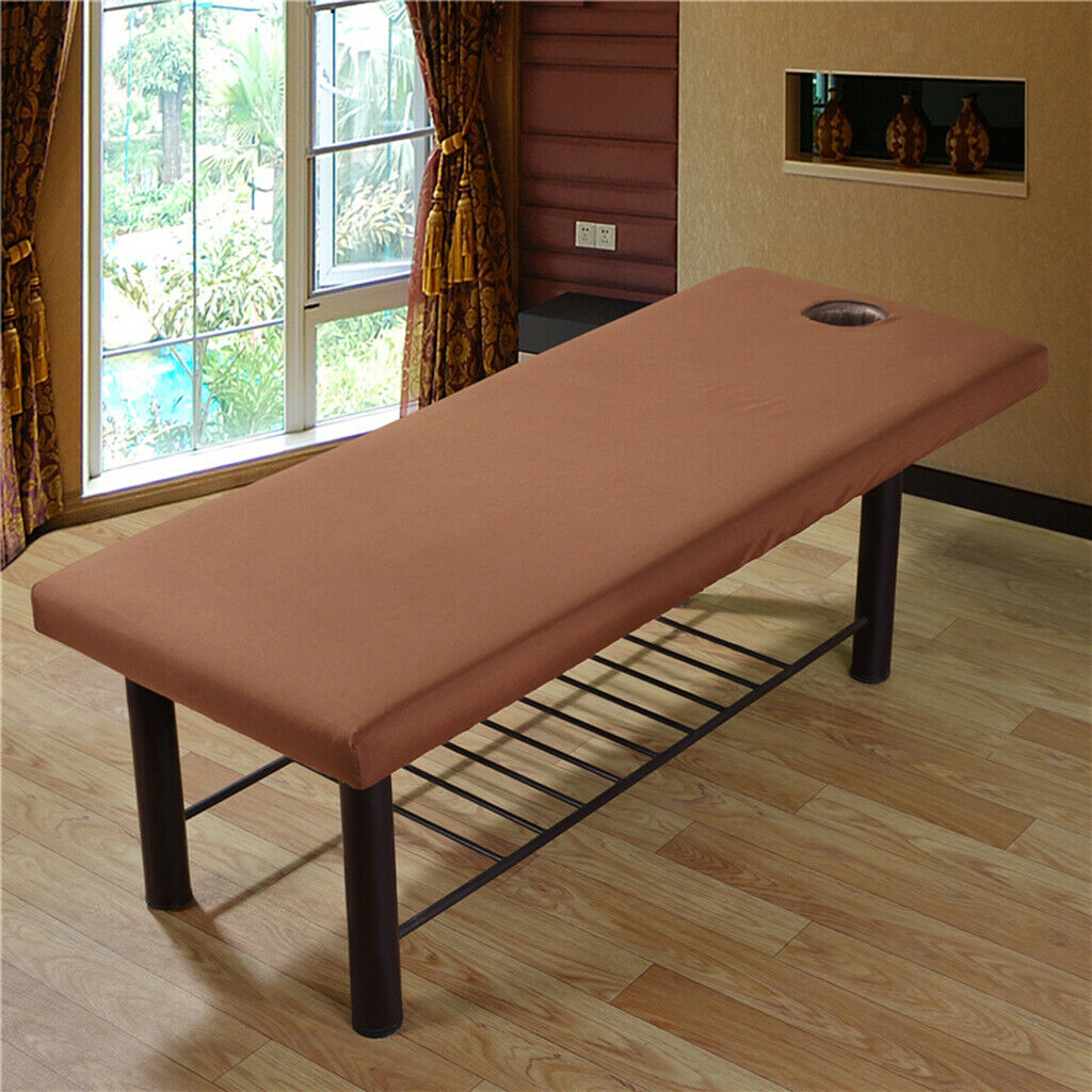 Pack 2 Beauty Salon Massage Table Cover Spa Bed Fitted Sheet 70x190cm Coffee