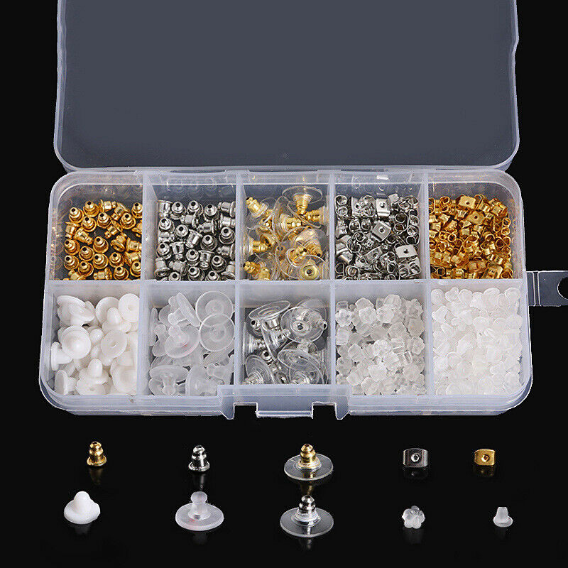 450Pcs 10 Style Earring Making Supplies Kit Hook Earring Backs Posts Box Case HN