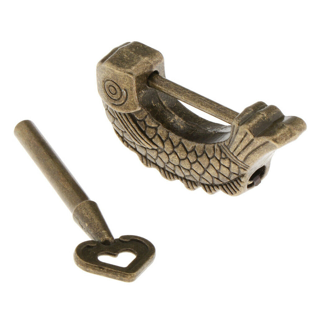 Carved Padlocks with Keys Lock Key for Jewelry Box Mini Gifts New Fish Shape