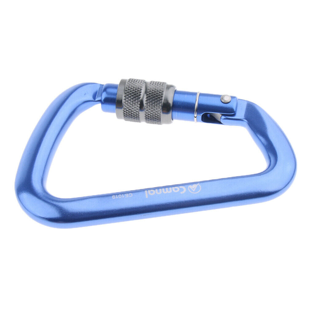28KN Aluminum Climbing Mountaineering D Type Carabiner Blue Screw Lock