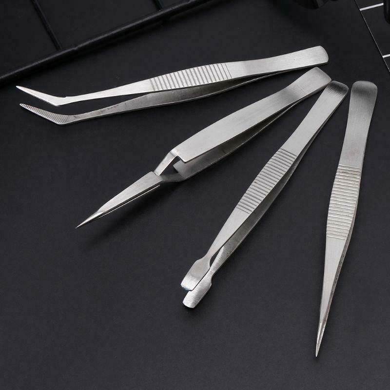 4Pcs Stainless Steel Tweezers Set For Beauty Nail Art Jewelry Making Picking Too