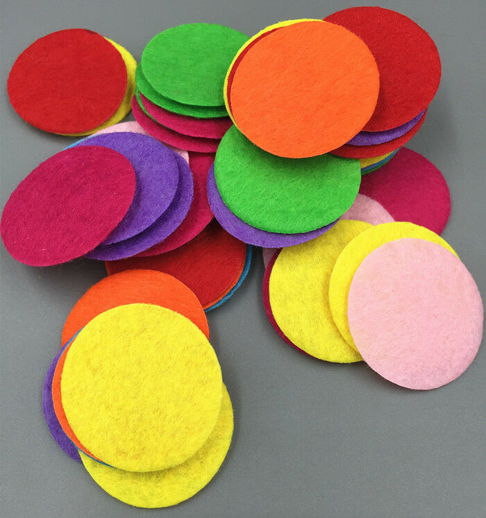 100pcs Mixed Colors Die Cut Felt Circle Appliques Cardmaking decoration 30mm
