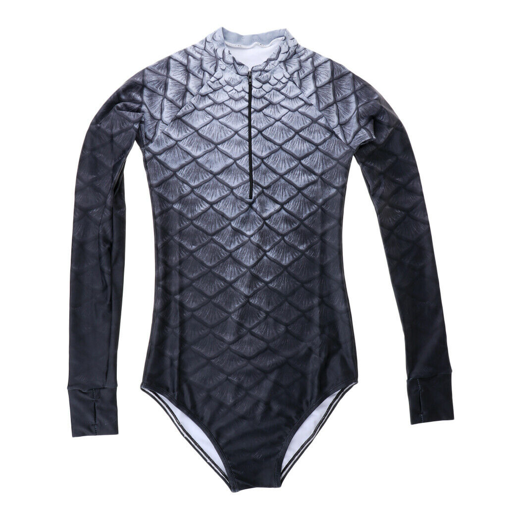 Women One Piece Long Sleeve Swimsuit Swimwear Bikini Beachwear XL Black