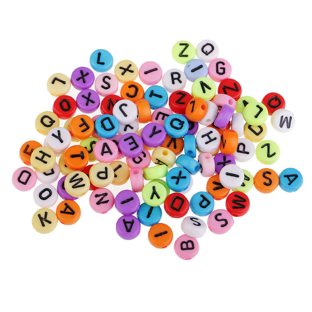 100x Kids Alphabet Letter Beads Bracelet Making Spacer Beads 8mm Multicolor