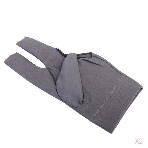 2x Grey Spandex Snooker Billiard Cue Glove Pool Left Hand Three Finger Accessory