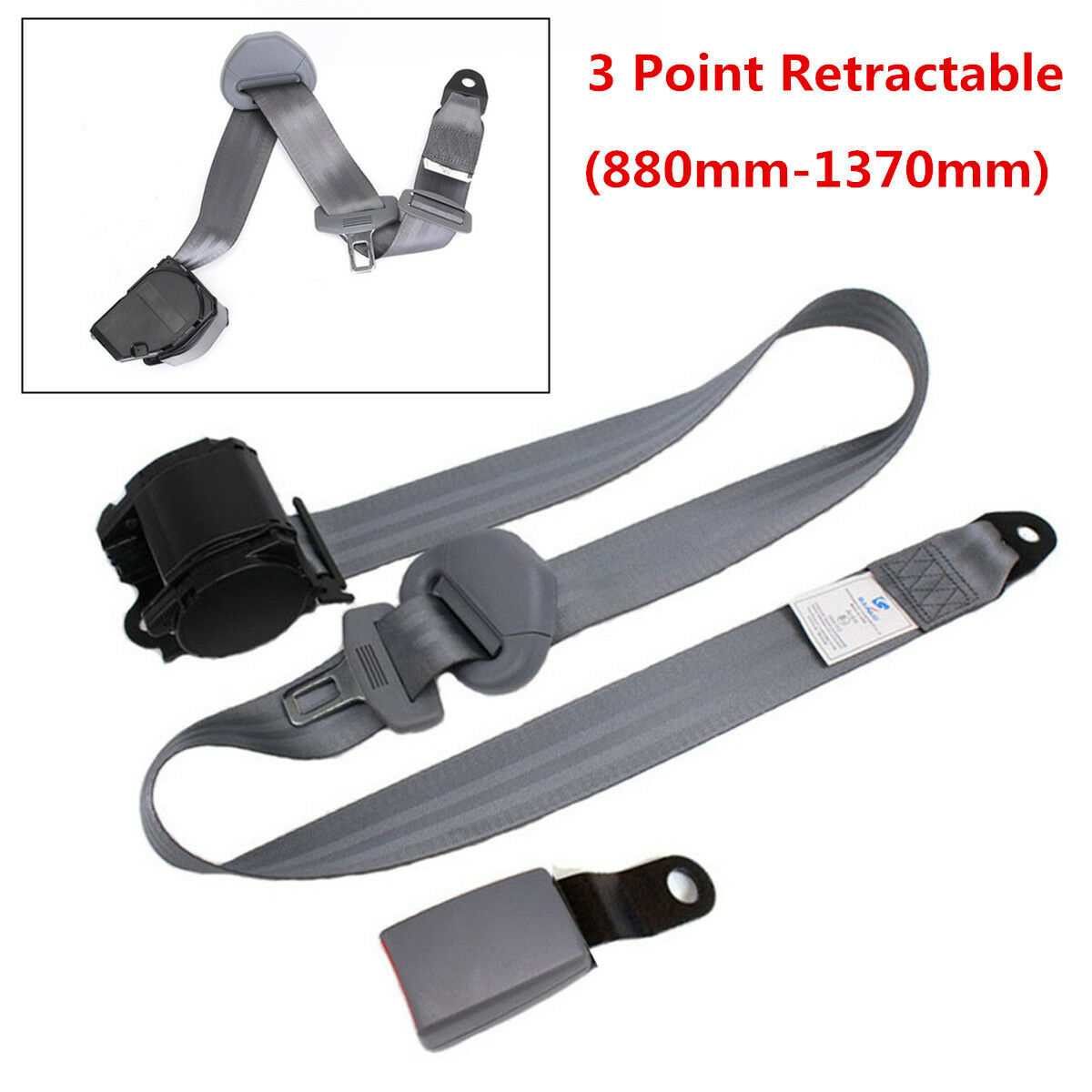 3 Point Retractable Car Safety Seat Belts Lap Safety Belt Seatbelts with Buckle