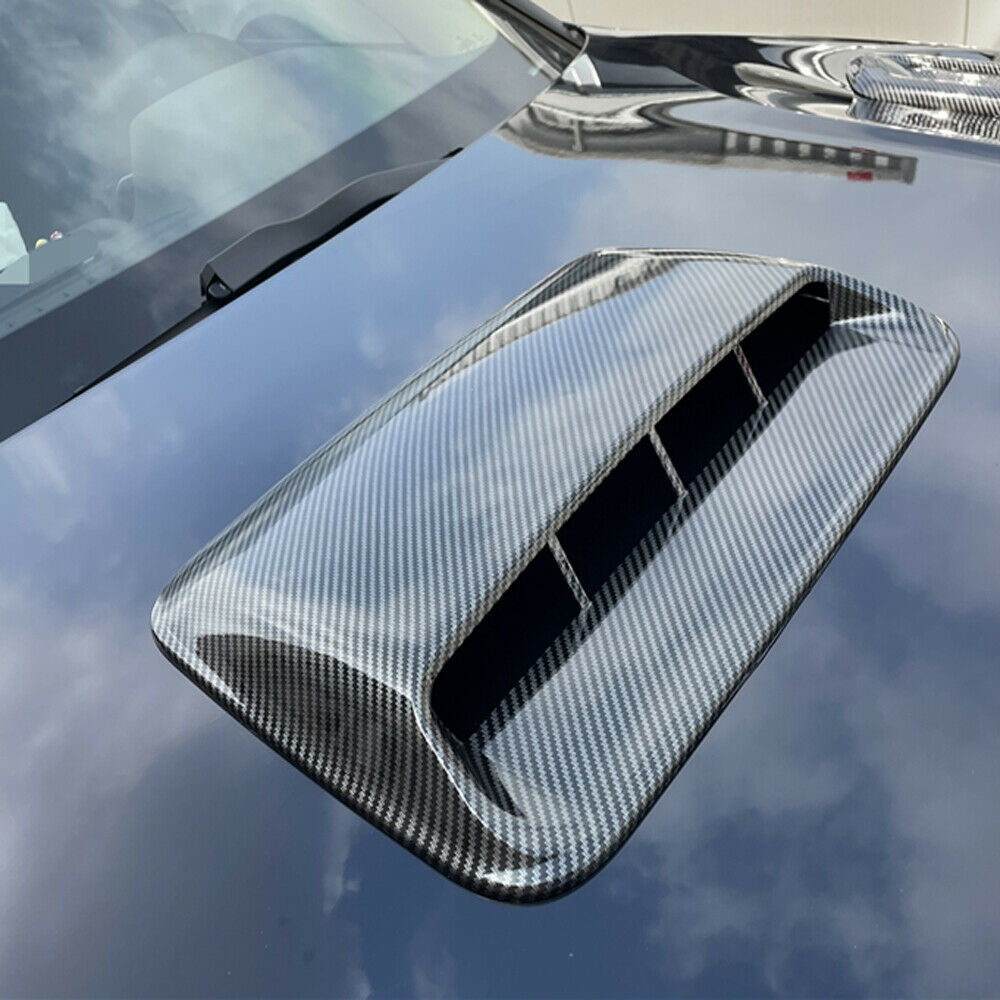 Car SUV Air Flow Intake Hood Scoop Vent Carbon Fiber Look Cover Trim Universal